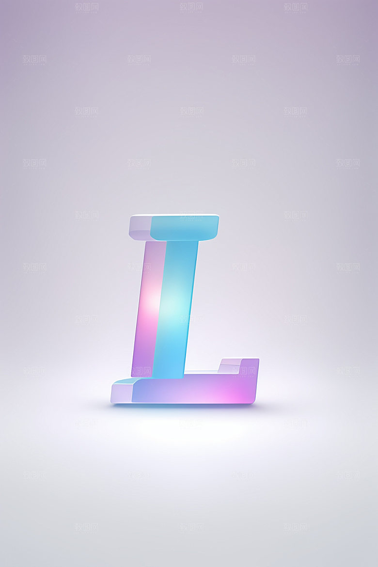 磨砂玻璃字母3D彩色艺术字