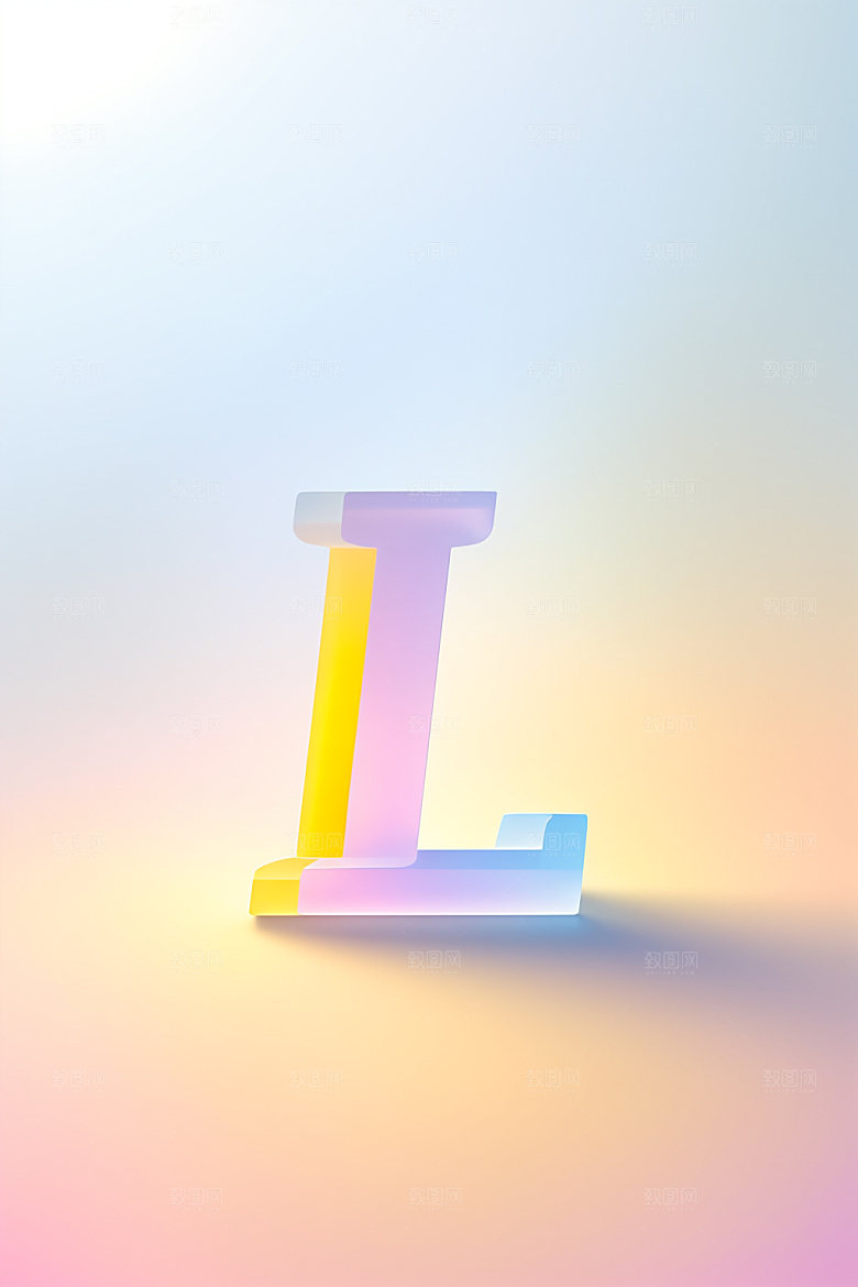 磨砂玻璃字母3D彩色艺术字