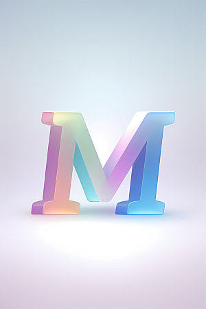 磨砂玻璃字母质感3D艺术字