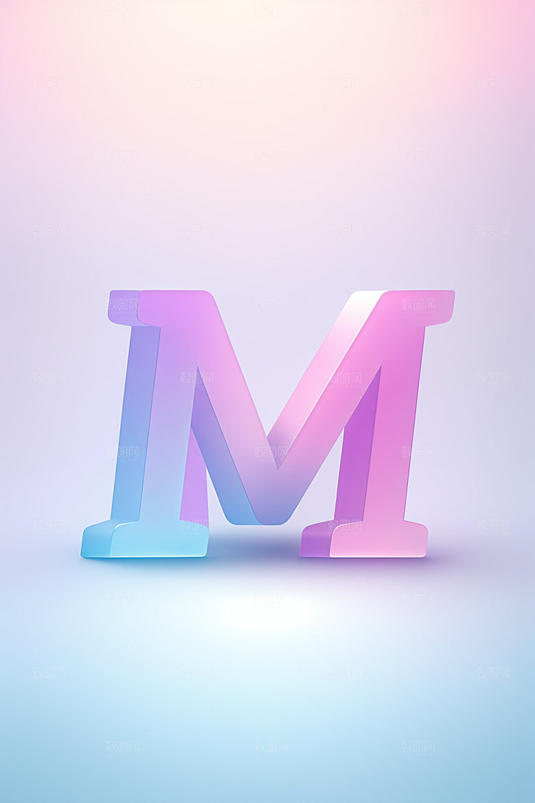 磨砂玻璃字母3D彩色艺术字