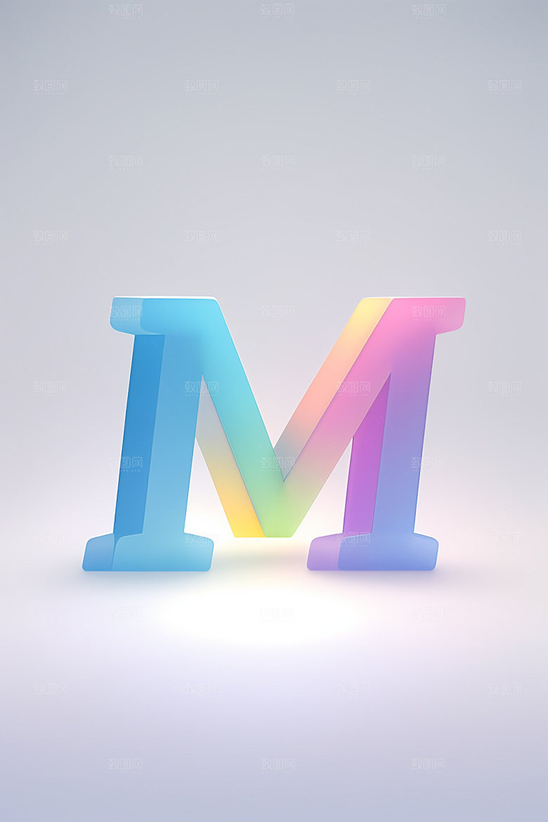 磨砂玻璃字母3D彩色艺术字