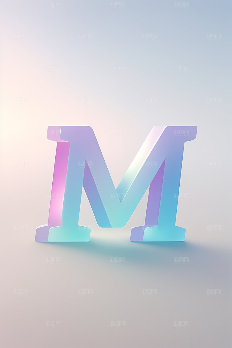 磨砂玻璃字母质感3D艺术字