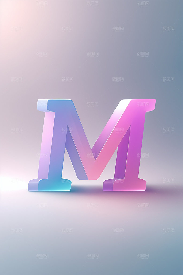 磨砂玻璃字母清爽3D艺术字