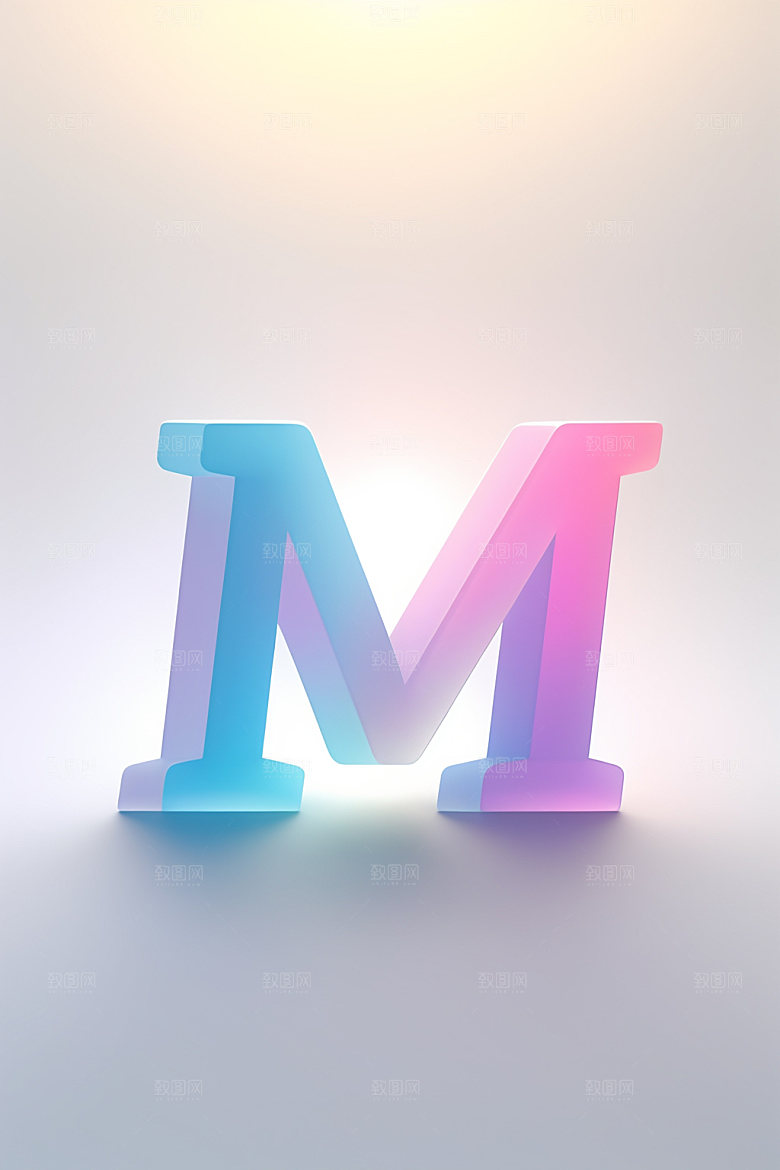 磨砂玻璃字母3D彩色艺术字