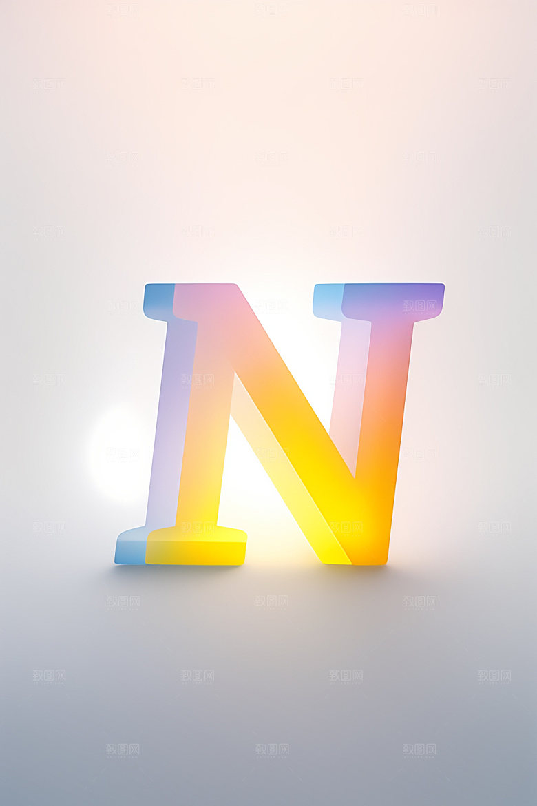 磨砂玻璃字母彩色3D艺术字