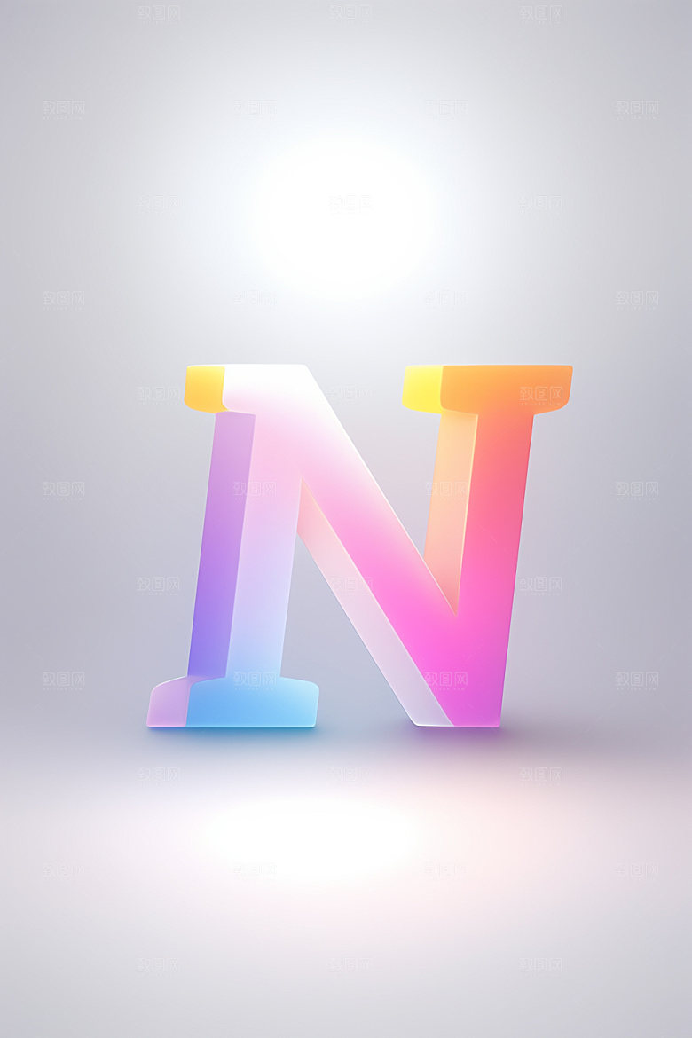 磨砂玻璃字母3D彩色艺术字