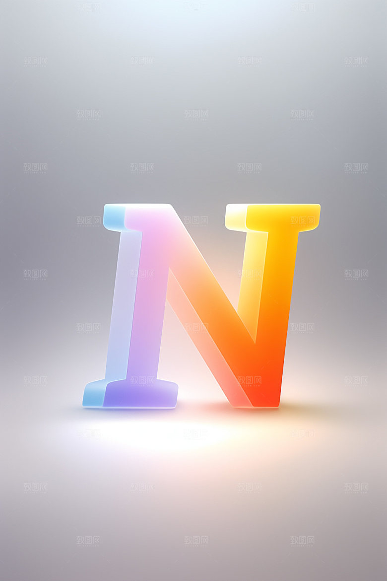 磨砂玻璃字母彩色英文艺术字