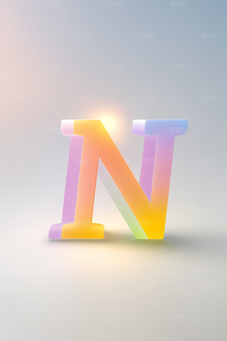 磨砂玻璃字母质感英文艺术字