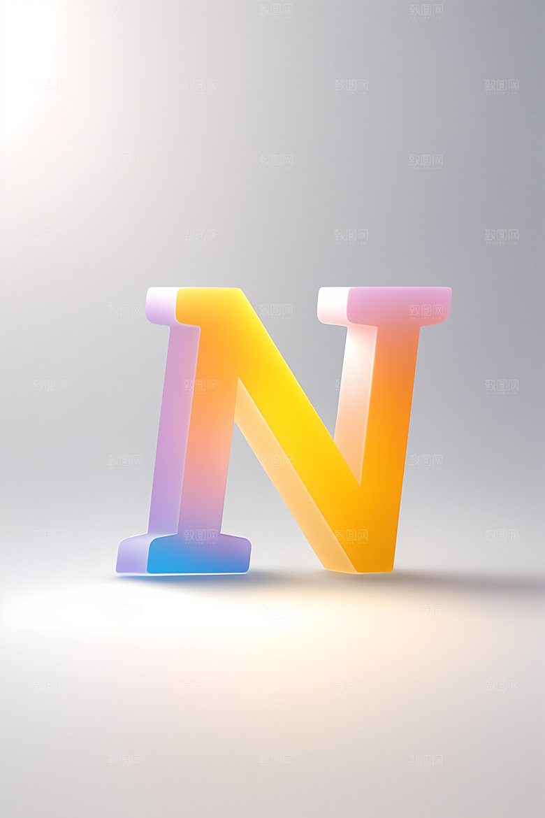 磨砂玻璃字母质感立体艺术字