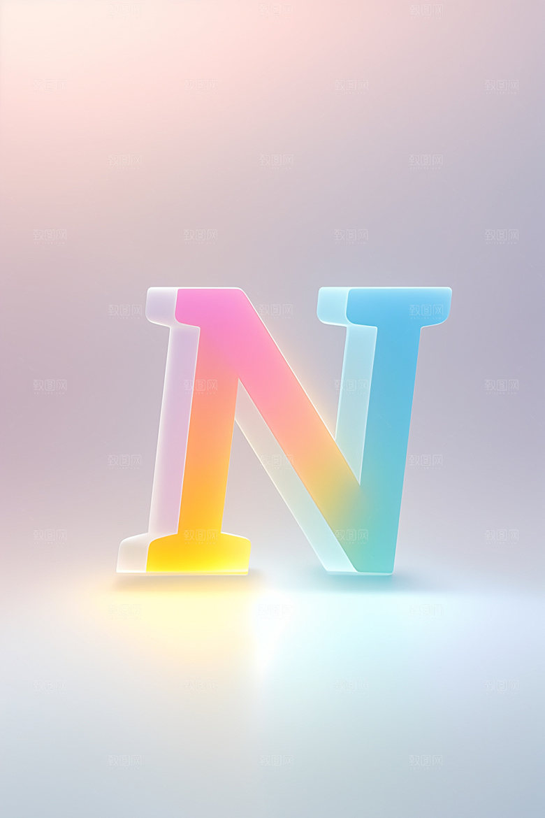 磨砂玻璃字母清爽立体艺术字
