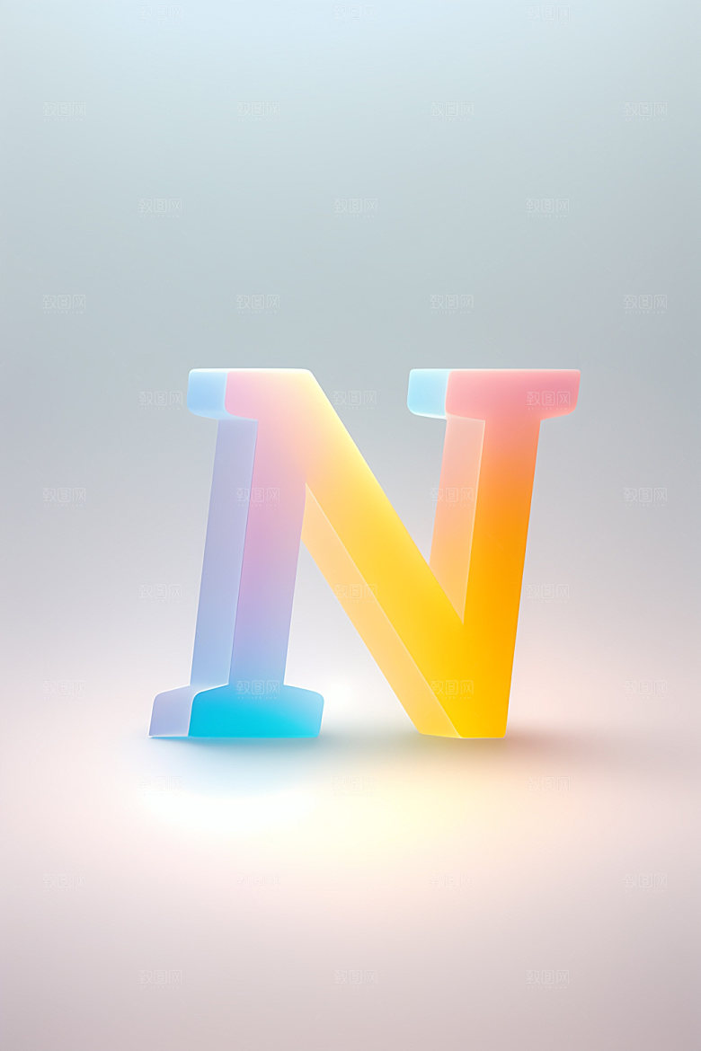 磨砂玻璃字母创意彩色艺术字