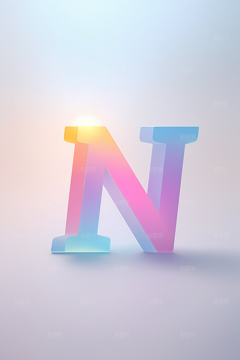 磨砂玻璃字母3D清爽艺术字