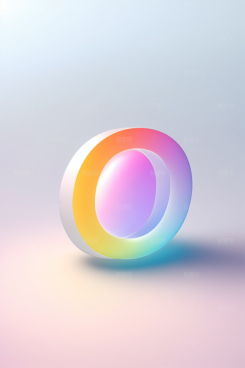 磨砂玻璃字母3D彩色艺术字