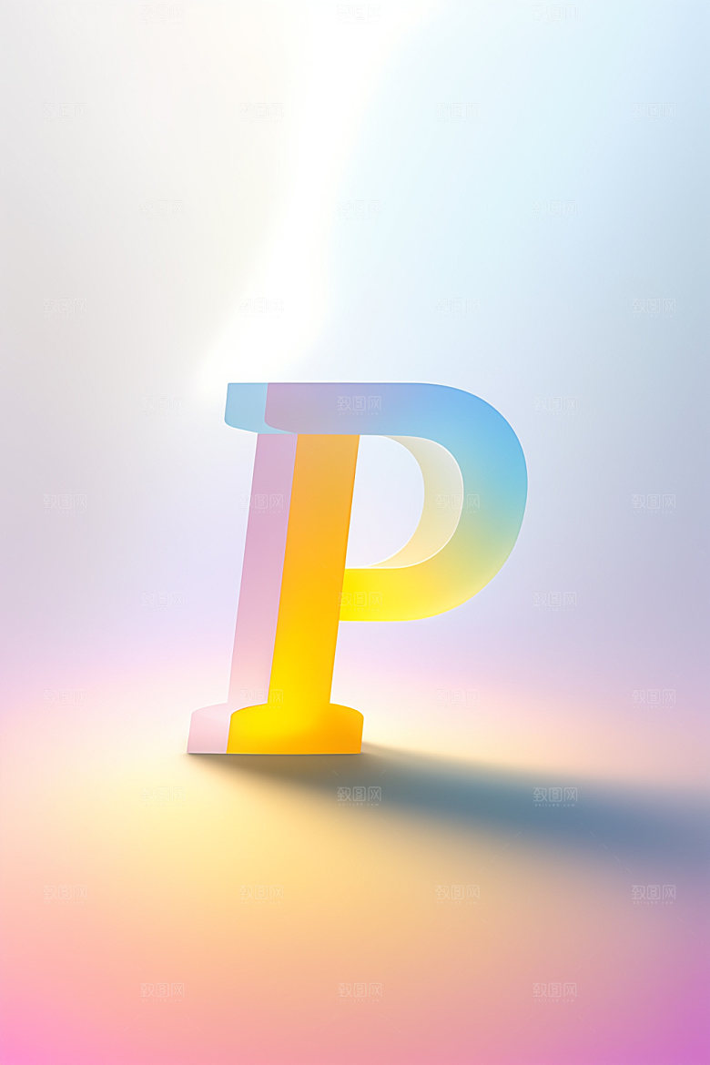 磨砂玻璃字母彩色3D艺术字