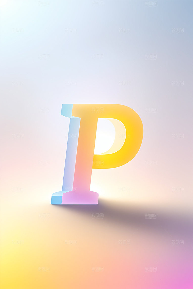磨砂玻璃字母彩色3D艺术字