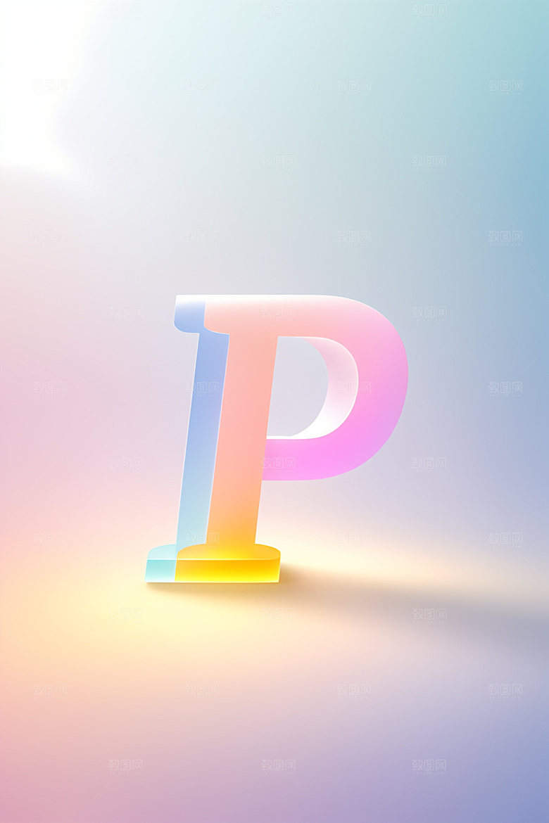 磨砂玻璃字母创意彩色艺术字