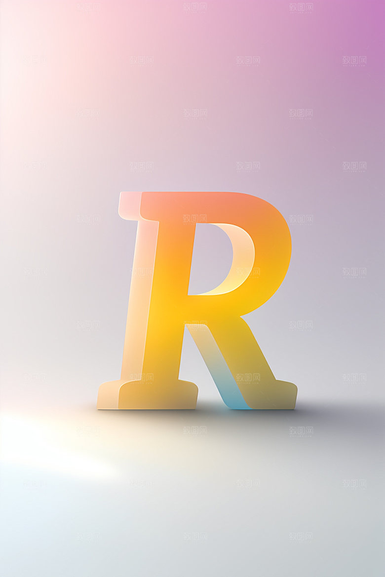 磨砂玻璃字母彩色3D艺术字