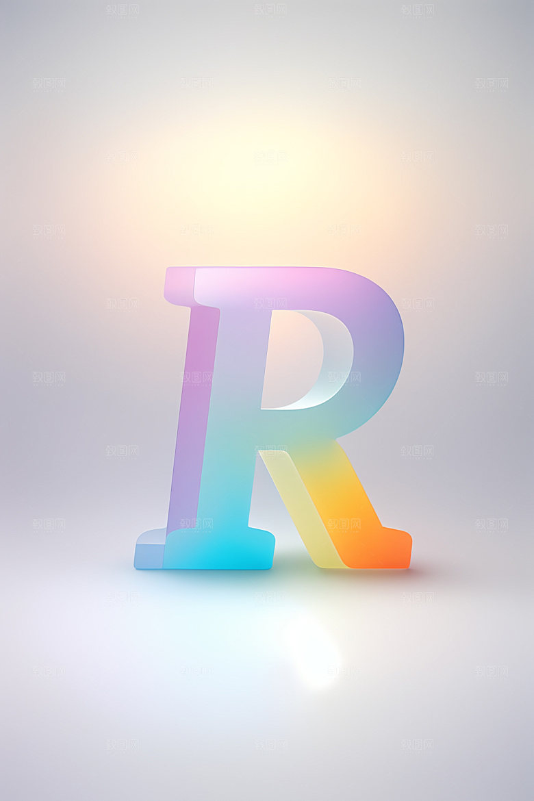 磨砂玻璃字母清爽3D艺术字