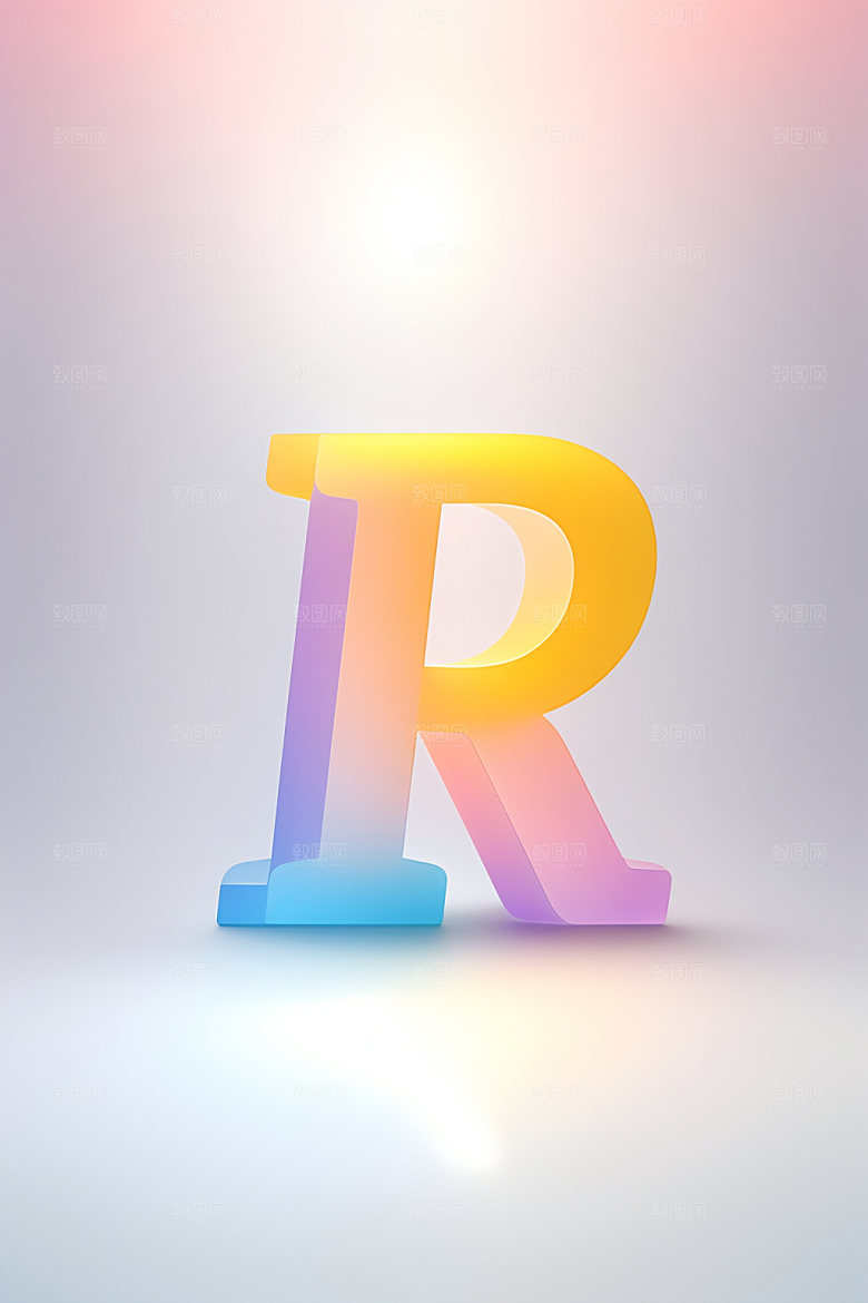 磨砂玻璃字母清爽彩色艺术字