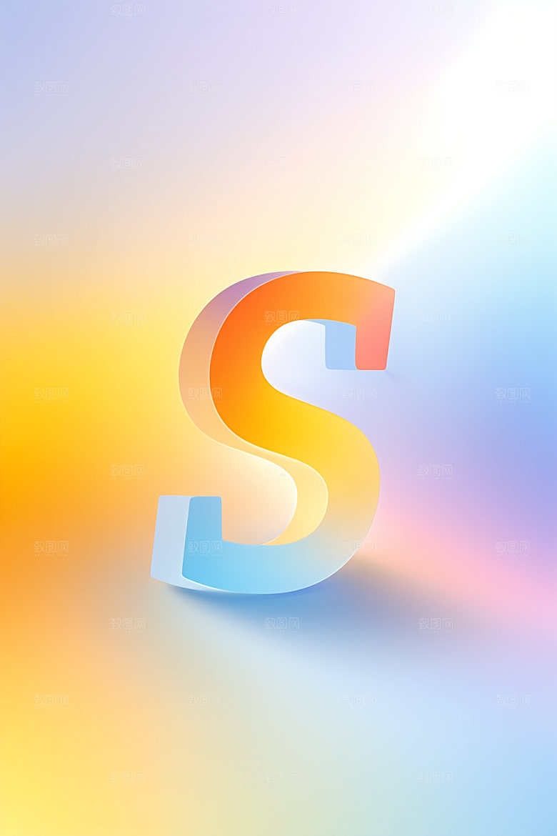 磨砂玻璃字母清爽3D艺术字