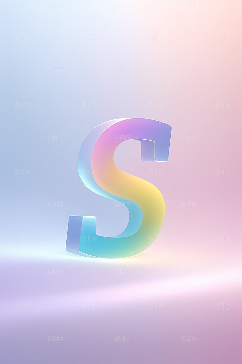 磨砂玻璃字母3D彩色艺术字