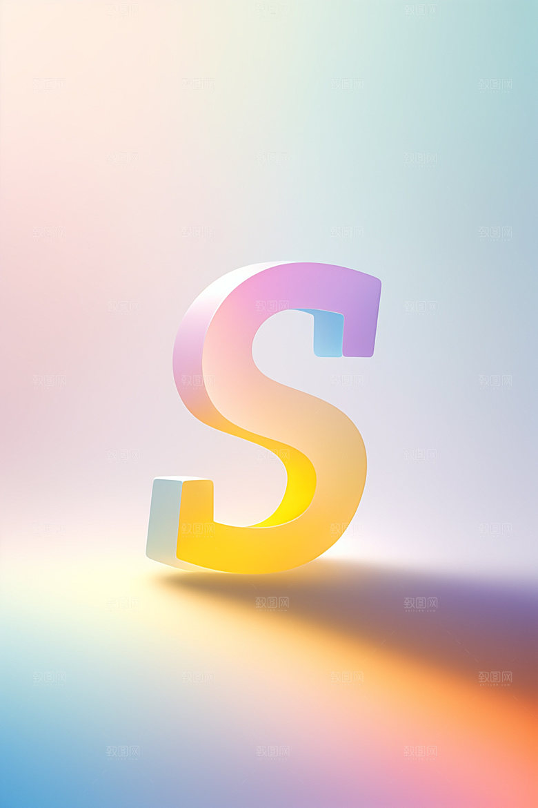 磨砂玻璃字母彩色3D艺术字