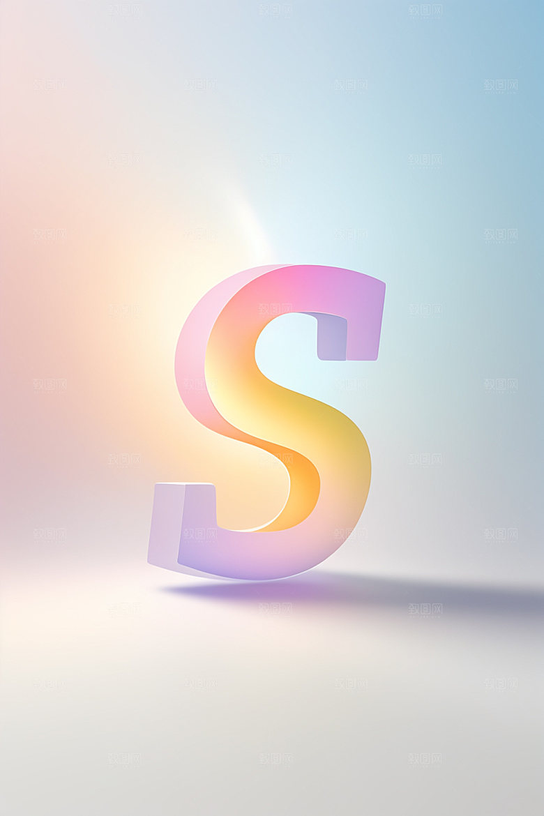 磨砂玻璃字母3D彩色艺术字