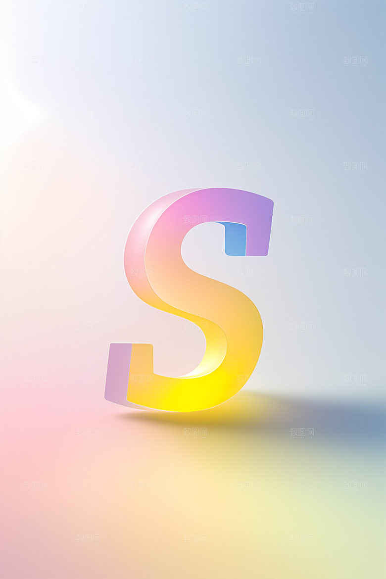 磨砂玻璃字母质感3D艺术字