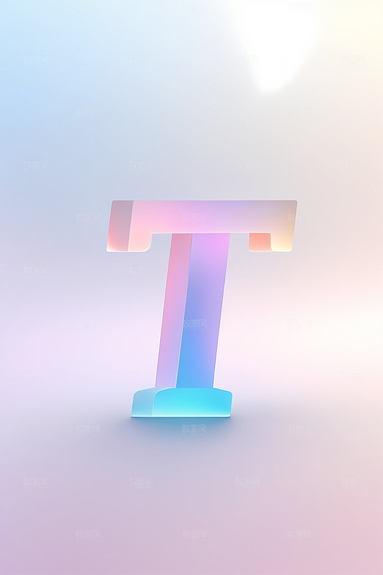 磨砂玻璃字母质感彩色艺术字