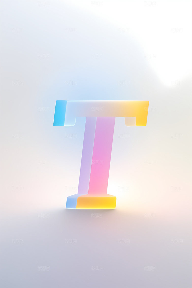 磨砂玻璃字母质感彩色艺术字