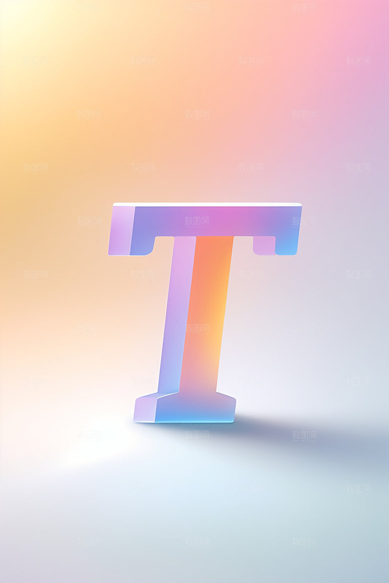 磨砂玻璃字母质感彩色艺术字