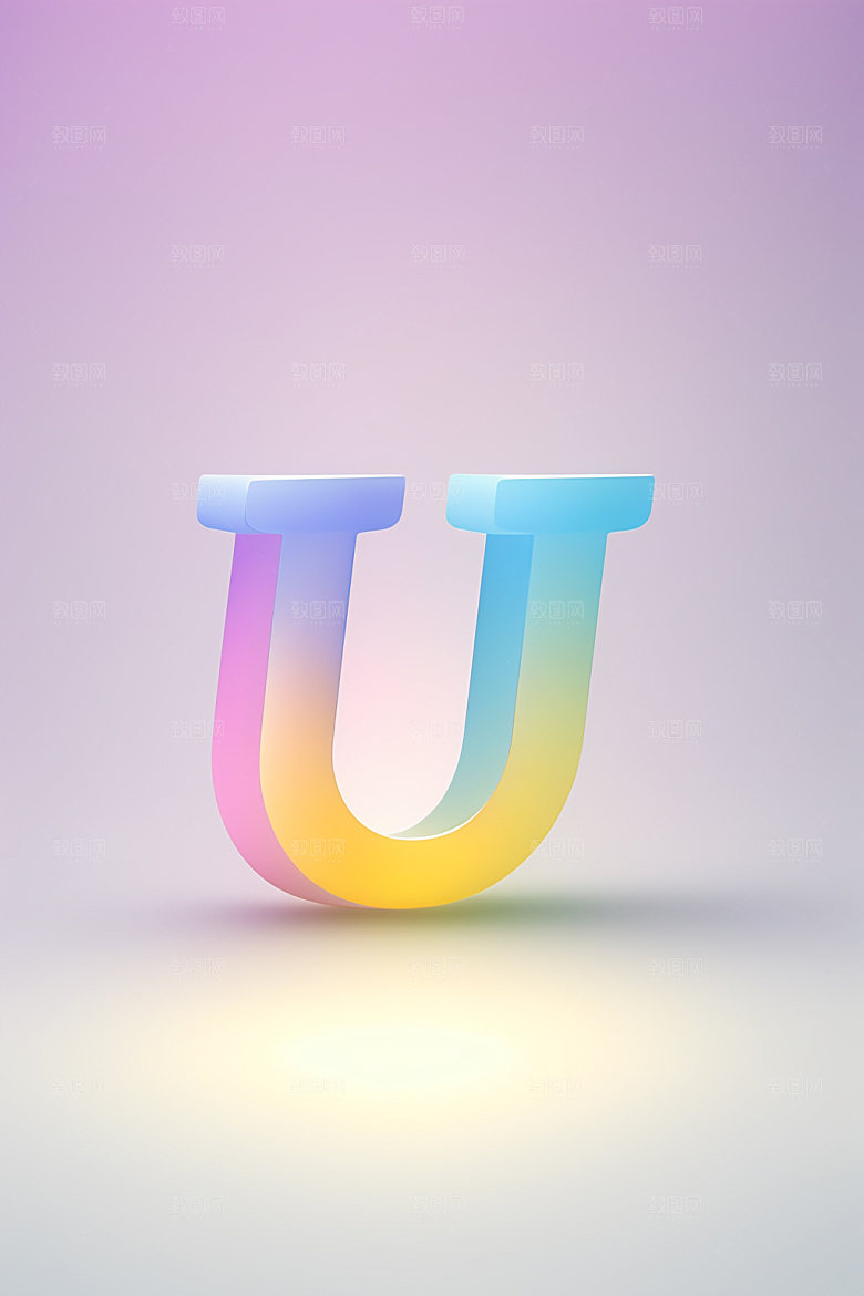 磨砂玻璃字母质感彩色艺术字