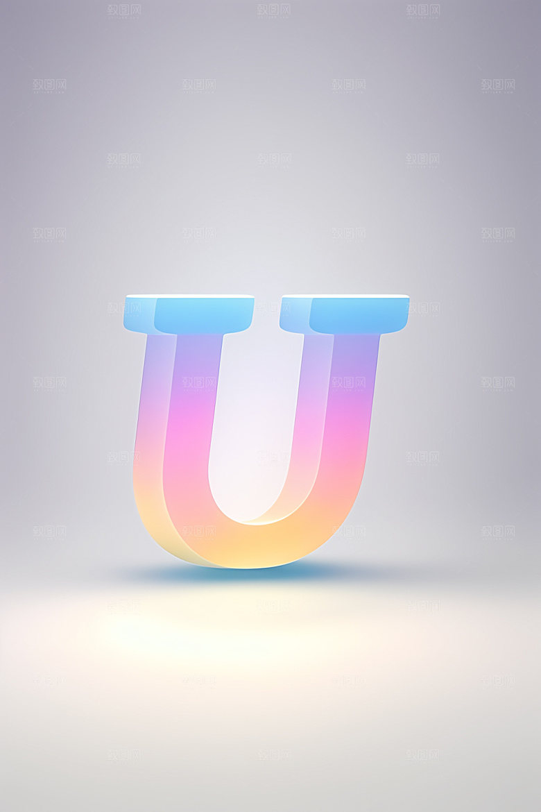 磨砂玻璃字母3D清爽艺术字