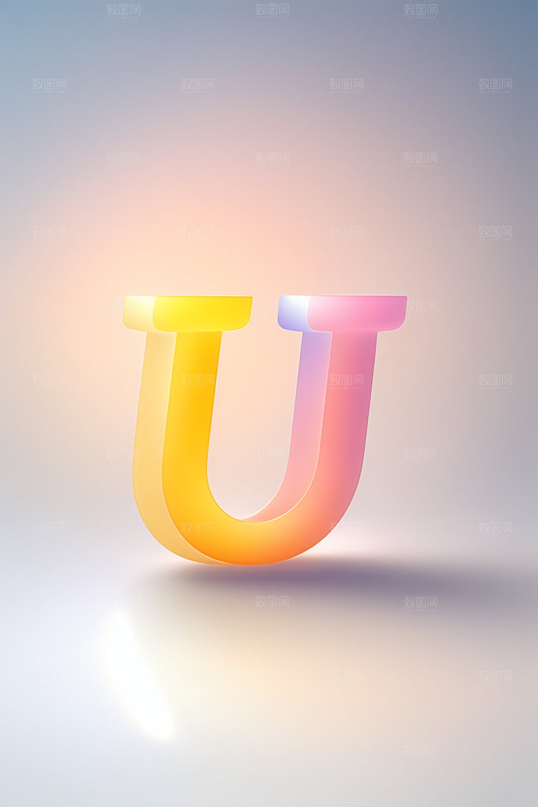 磨砂玻璃字母彩色质感艺术字