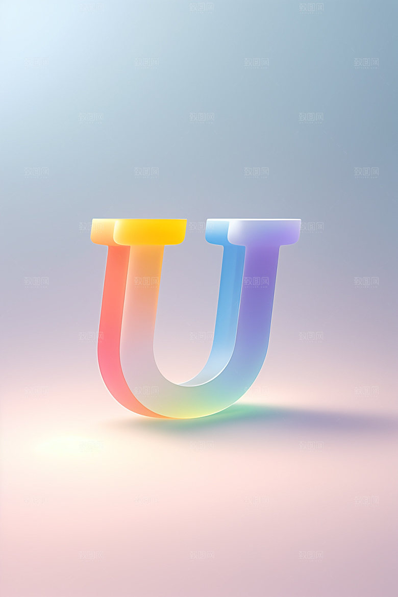 磨砂玻璃字母彩色清爽艺术字