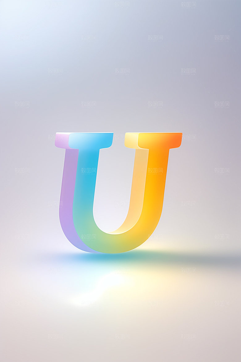 磨砂玻璃字母彩色3D艺术字