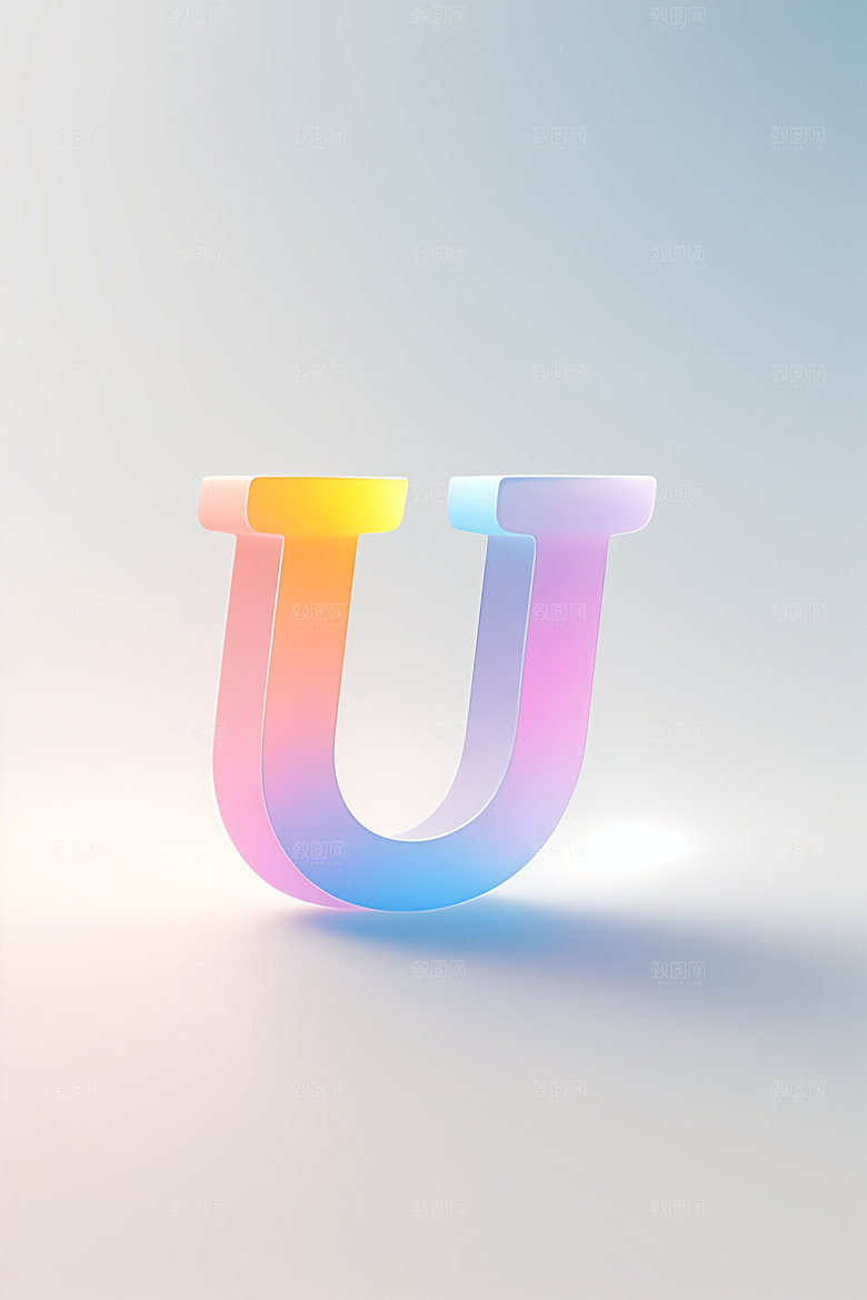 磨砂玻璃字母质感3D艺术字
