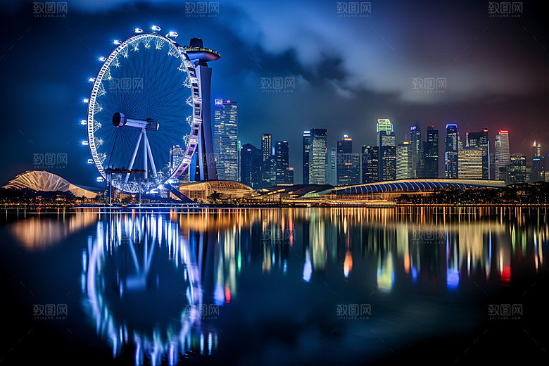 摩天轮游乐园风光摄影图
