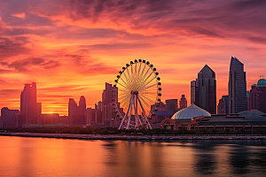 摩天轮高清城市夜景摄影图