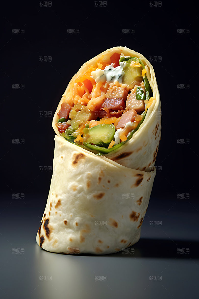 墨西哥鸡肉卷小吃美味摄影图