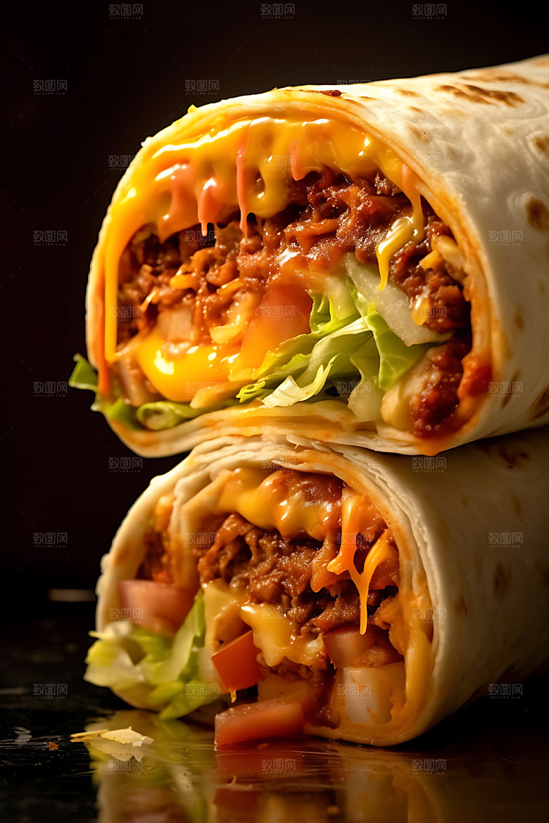 墨西哥鸡肉卷美食美味摄影图