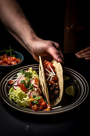 墨西哥卷饼塔可美食摄影图