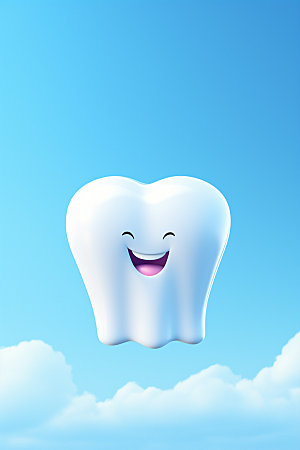 牙齿拟人口腔健康3D模型