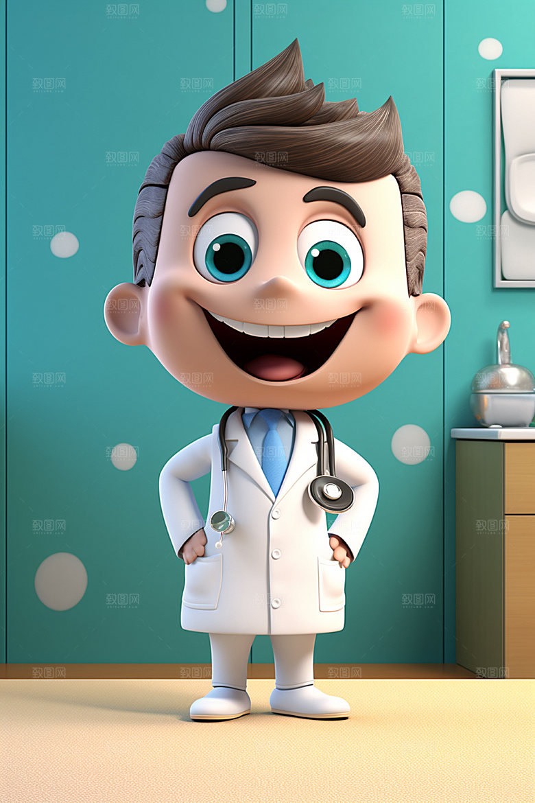牙齿拟人口腔健康3D模型