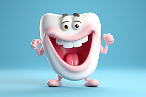 牙齿拟人爱牙日医护模型