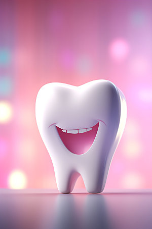 牙齿拟人爱牙日立体模型