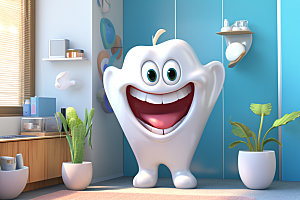 牙齿拟人爱牙日护齿模型