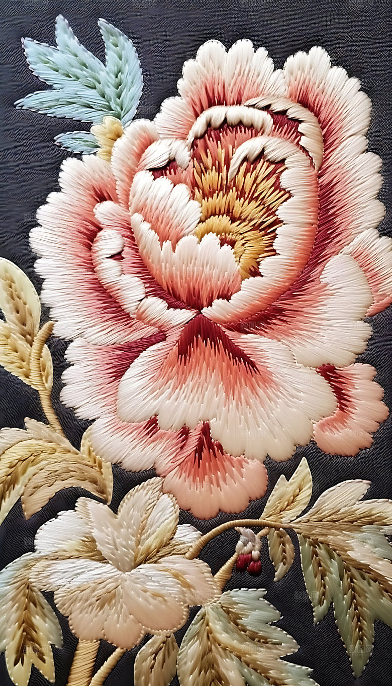 牡丹花高雅富贵刺绣
