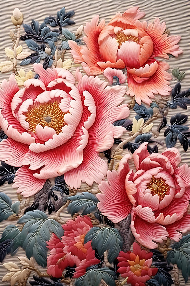 牡丹花富贵国花刺绣