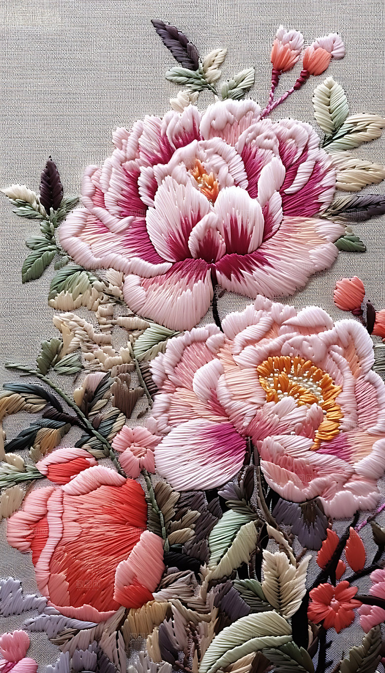 牡丹花华贵国花刺绣